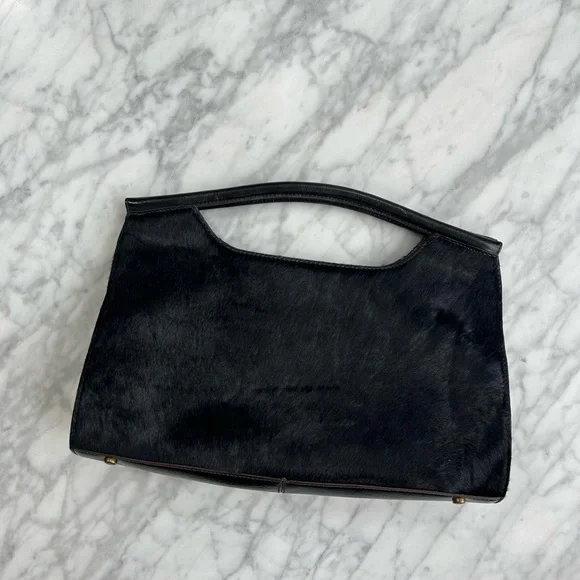 HOBO Black Calf-Hair Structured Top-Handle Bag EUC - Picture 3 of 7